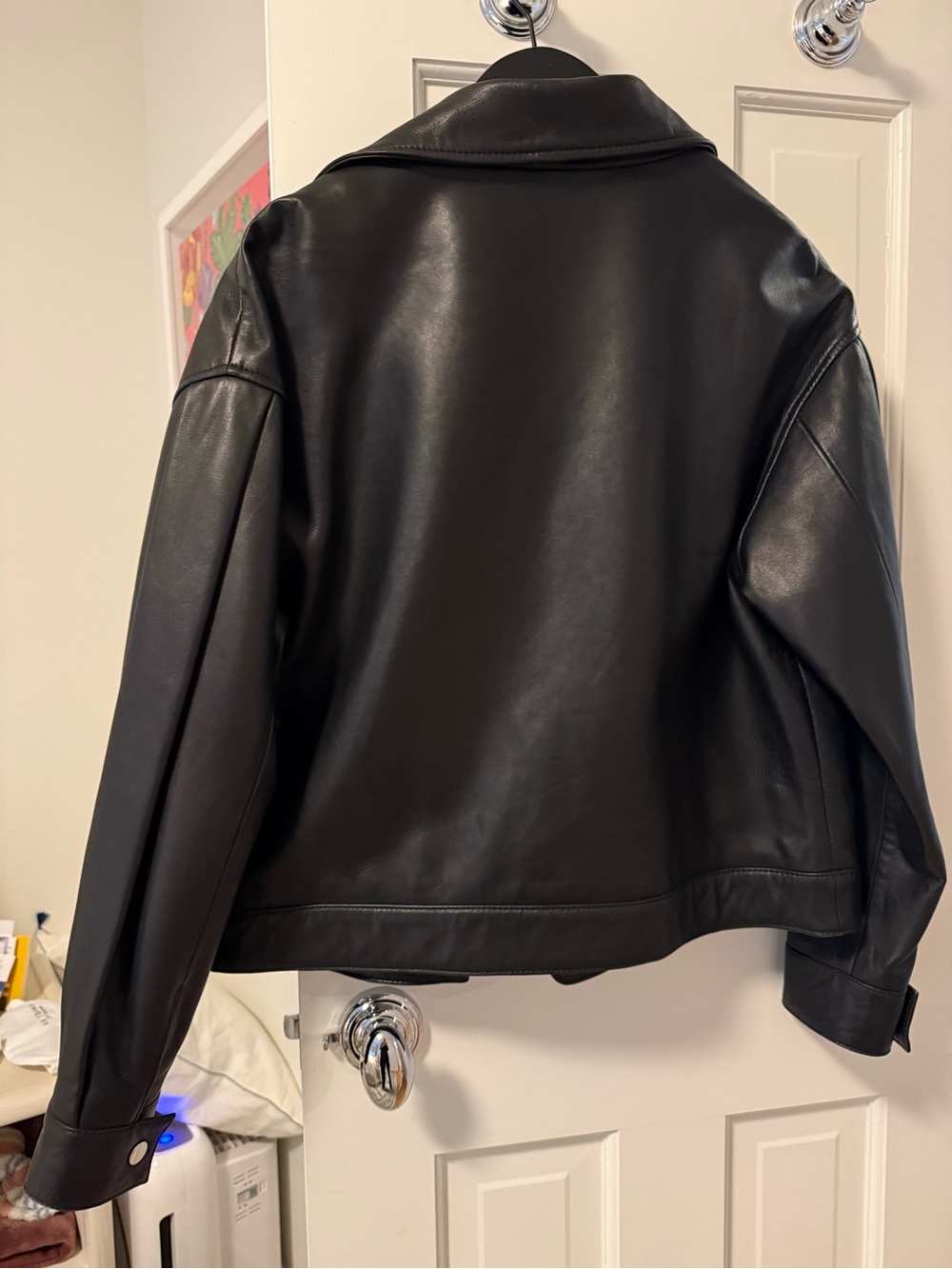 Uterque Black Leather Biker Jacket - Picture 5 of 5